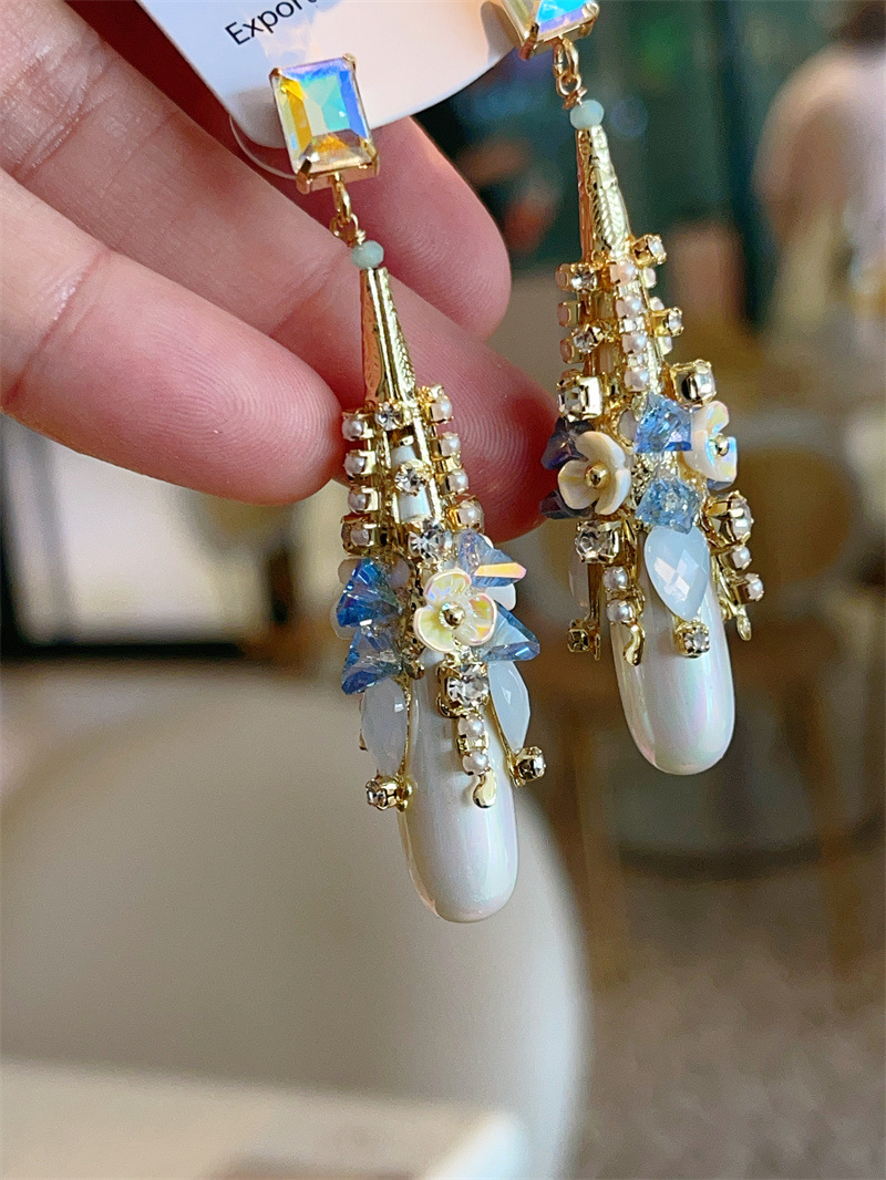 Copper Material 1 Pair Bohemian Water Droplets Copper Drop Earrings