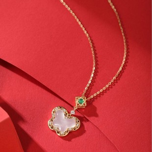 New S925 Sterling Silver Clavicle Necklace Women's Chinese Hetian Jade Butterfly Pendant Accessible Luxury Niche High-End Accessories