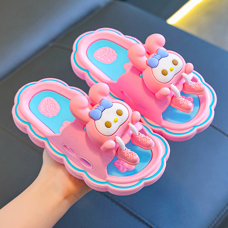 Zapatillas infantiles para mujeres de verano niñas caricaturas lindas antideslizantes interiores niñas deslizantes para padres e hijos