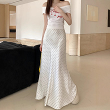 波点半身裙女法式缎面2025春夏新款高腰显瘦时尚感醋酸垂感鱼尾裙