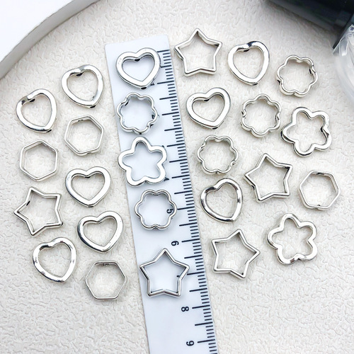 DIY jewelry accessories hollow heart pentagon star hexagon small hole beads alloy connectors bracelet necklace spacer beads