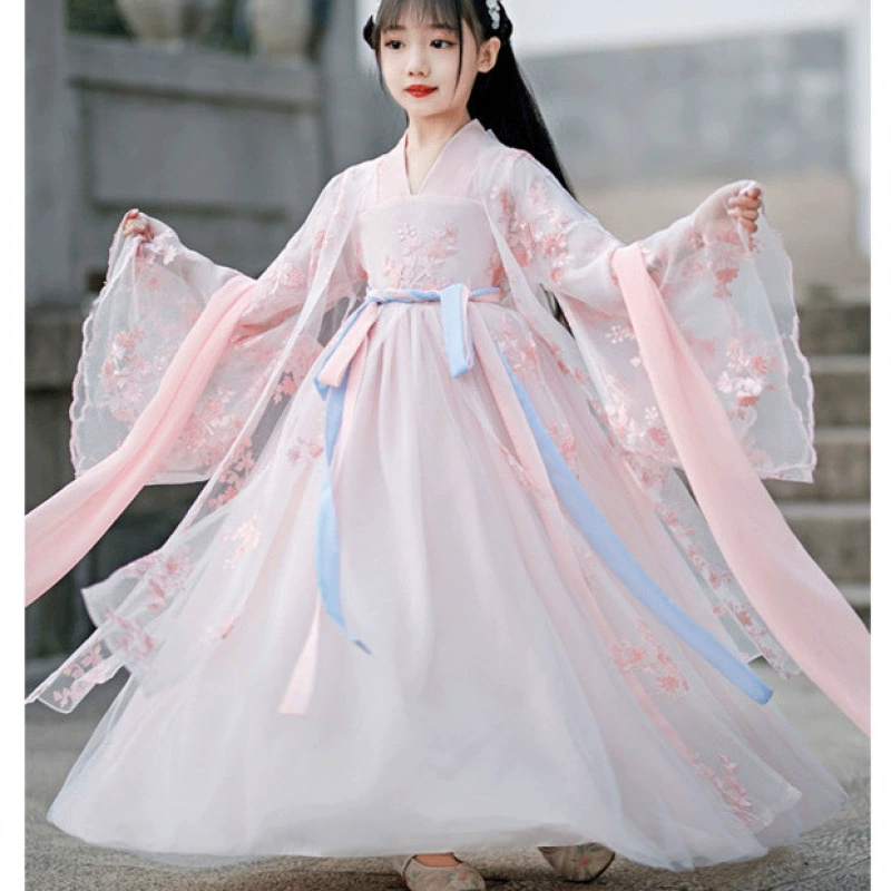 Детское осенне-зимнее новое традиционное платье Hanfu для девочек с длинными рукавами для детей старшего возраста, платье феи в древнем стиле оптом на AliExpress.