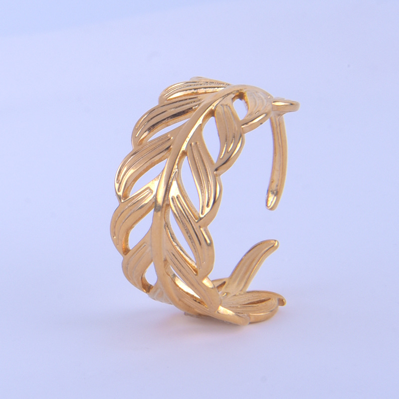 Leaf Pattern Women'S Gender Fashion Leaf Stainless Steel Hollow Out Open Ring