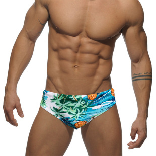 JESSBORN Fashionable Casual Swimming Trunks Men's Printed Coconut Tree Low Waist Triangle Swimsuit Seaside Beach European and American Swimming Trunks