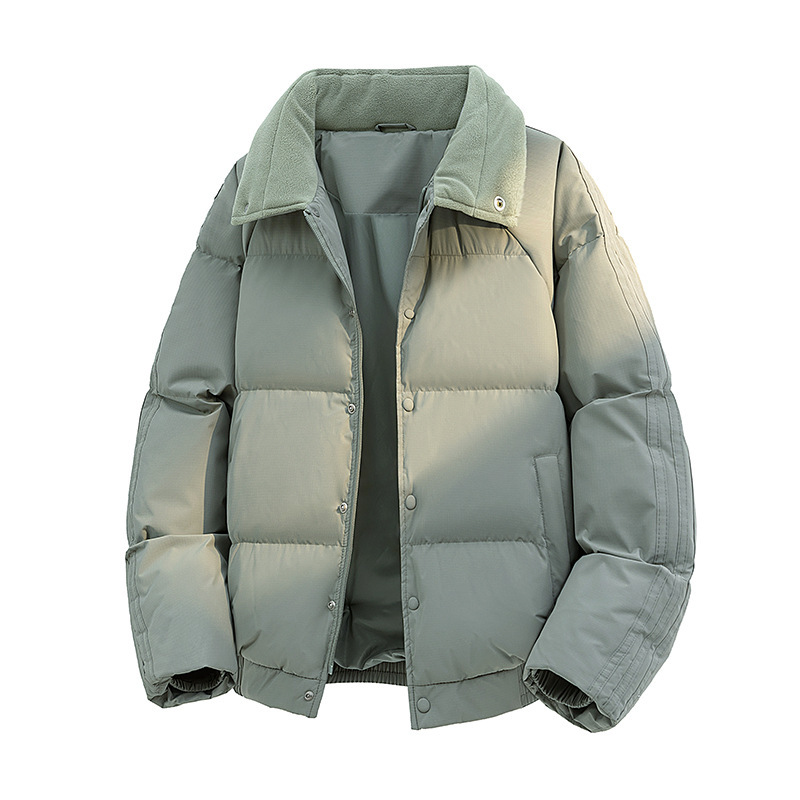 Winter New Men's down Jacket, Fashionable Lapel American-Style Baseball down Jacket, Men's Three-Stripe Coat