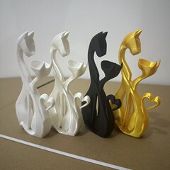 跨境新品外贸C端爆款3d打印优雅猫咪雕塑戒指托盘创意新奇玩具手