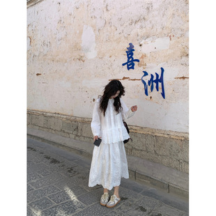 Real Photos and Real Prices # Early Spring Forest Fairy Shirt ~ Super Heavy Lace Splicing Embroidered Cut Out Hem Lace Top