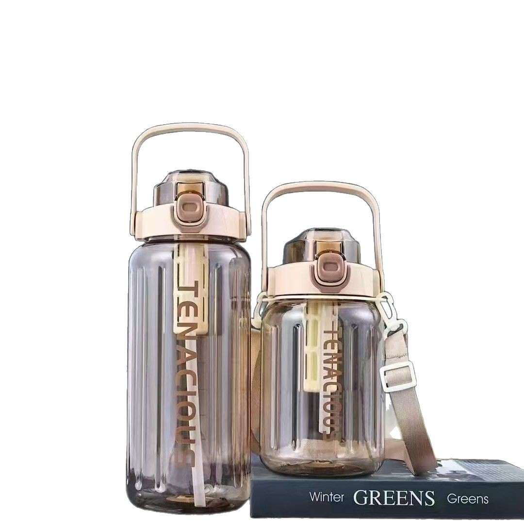 Taza de agua nueva de Xinbeidi Taza de plástico de gran capacidad para estudiantes masculinos y femeninos 2000ml Poeta de ejercicio de fitness con pajita portátil