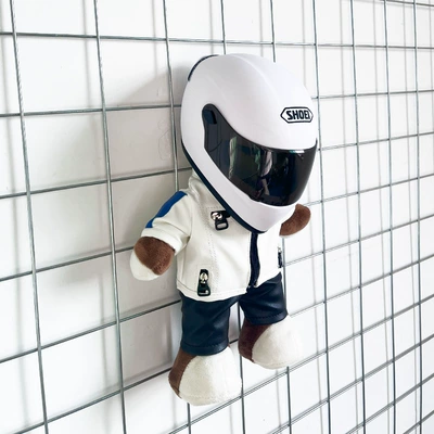 Motosiklet dəbilqələri Agv Motorcycle Gift Racing - height-28cm-color-white-bearshoei-matte-white-upgraded-tail-wing