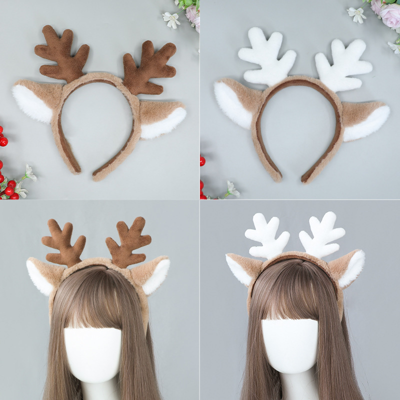 Navidad vestir copo de nieve ciervos oído diadema en stock cosplay accesorios simulación bestia oído felpa tocado accesorios para el cabello