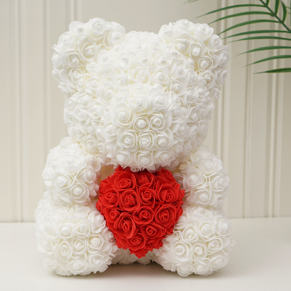 Día de San Valentín regalo Rosa oso ramo de Navidad eterna flor Rosa oso caja de regalo ramo corazón abrazando regalo de cumpleaños