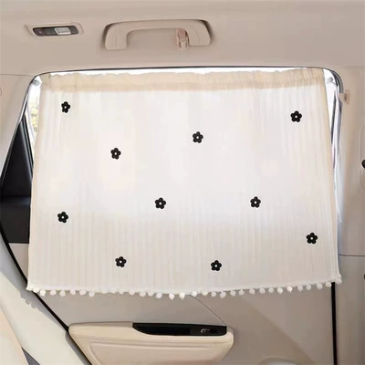 insulation sunshade children's cartoon suction | Car curtains - flowers-embroidery-quilted-embroidery-ball-curtain