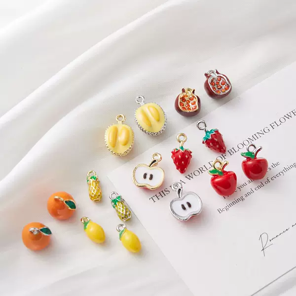 Hanging Plated Fruit Pomegranate Orange Orange Durian Apple Strawberry Pineapple Pineapple Apple Lemon DIY Necklace Pendant