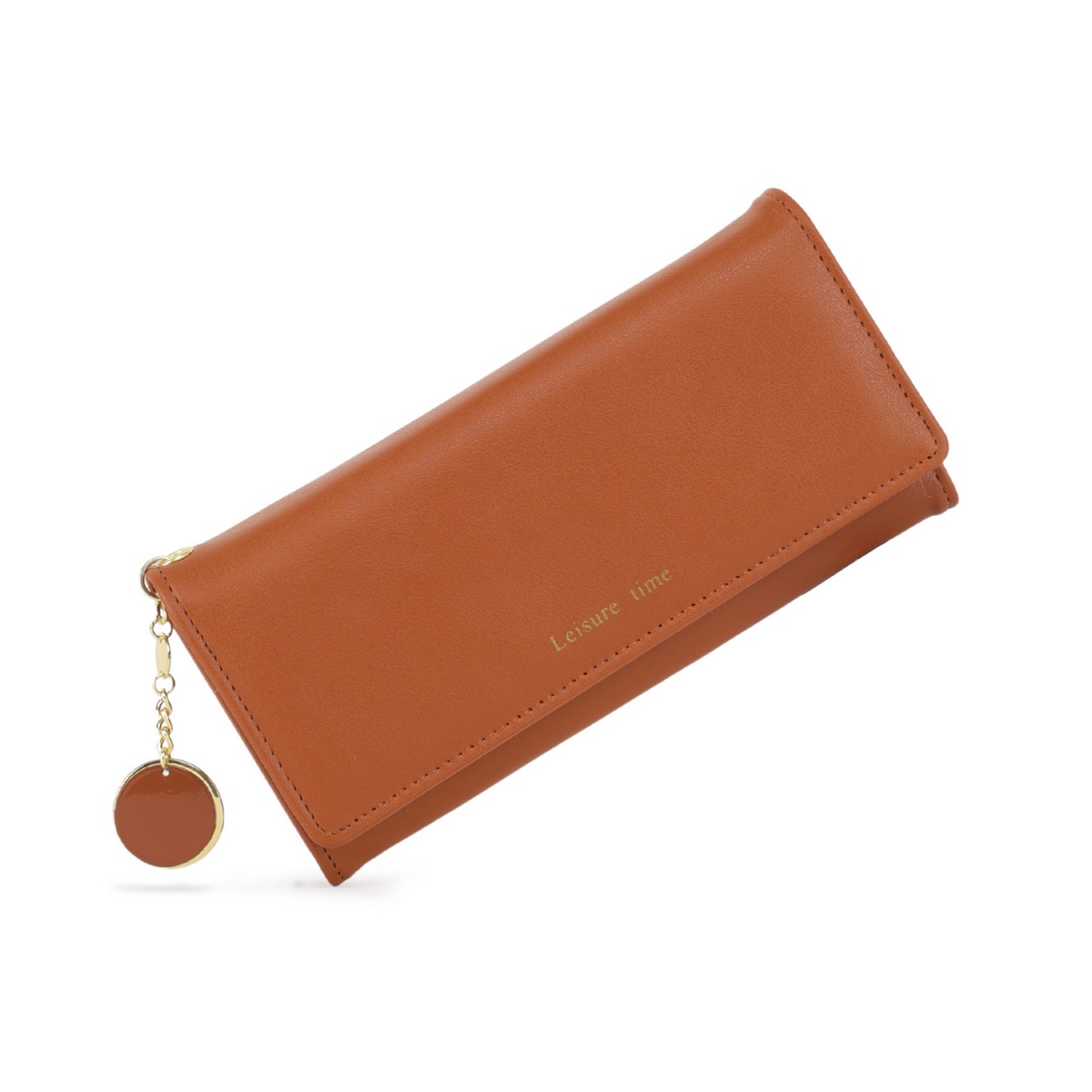 La billetera de la señora Labella, billetera larga coreana PU, bolso de tarjetas de estilo simple de color sólido, tres veces plegable.