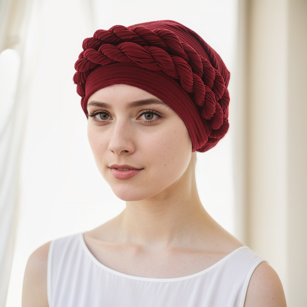 Uus Baotou müts punutud müts Linasest kortsutatud punutud moslemimüts_voghion.com