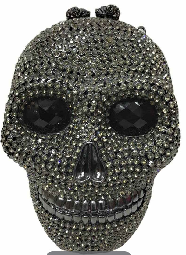 Bolsa de piedra calavera con diamantes bolsas de cena calavera de Halloween bolsas de diamantes de metal