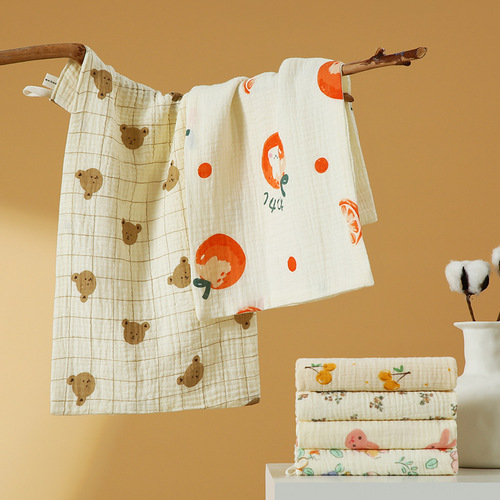 Korean-style gauze towel children's all-cotton face towel four-layer gauze baby bib small handkerchief
