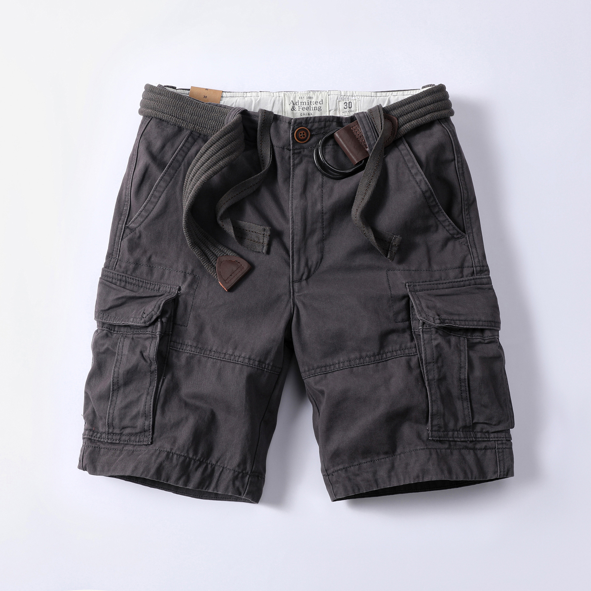 Pantaloncini cargo da uomo Ami Khaki Summer Cotton Camouflage, pantaloni casual taglie forti_voghion.com