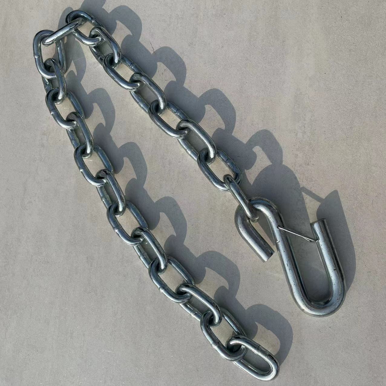 美标G30链条带弹簧夹5/16×30英寸镀白锌链条带S型挂钩拖车安全链