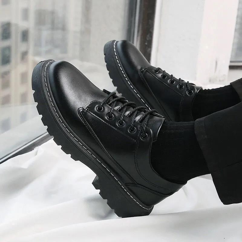 Summer Men's Shoes, Black Business Formal Casual Leather Shoes, British Style Youth Suit Large Leather Shoes, Round Toe Versatile