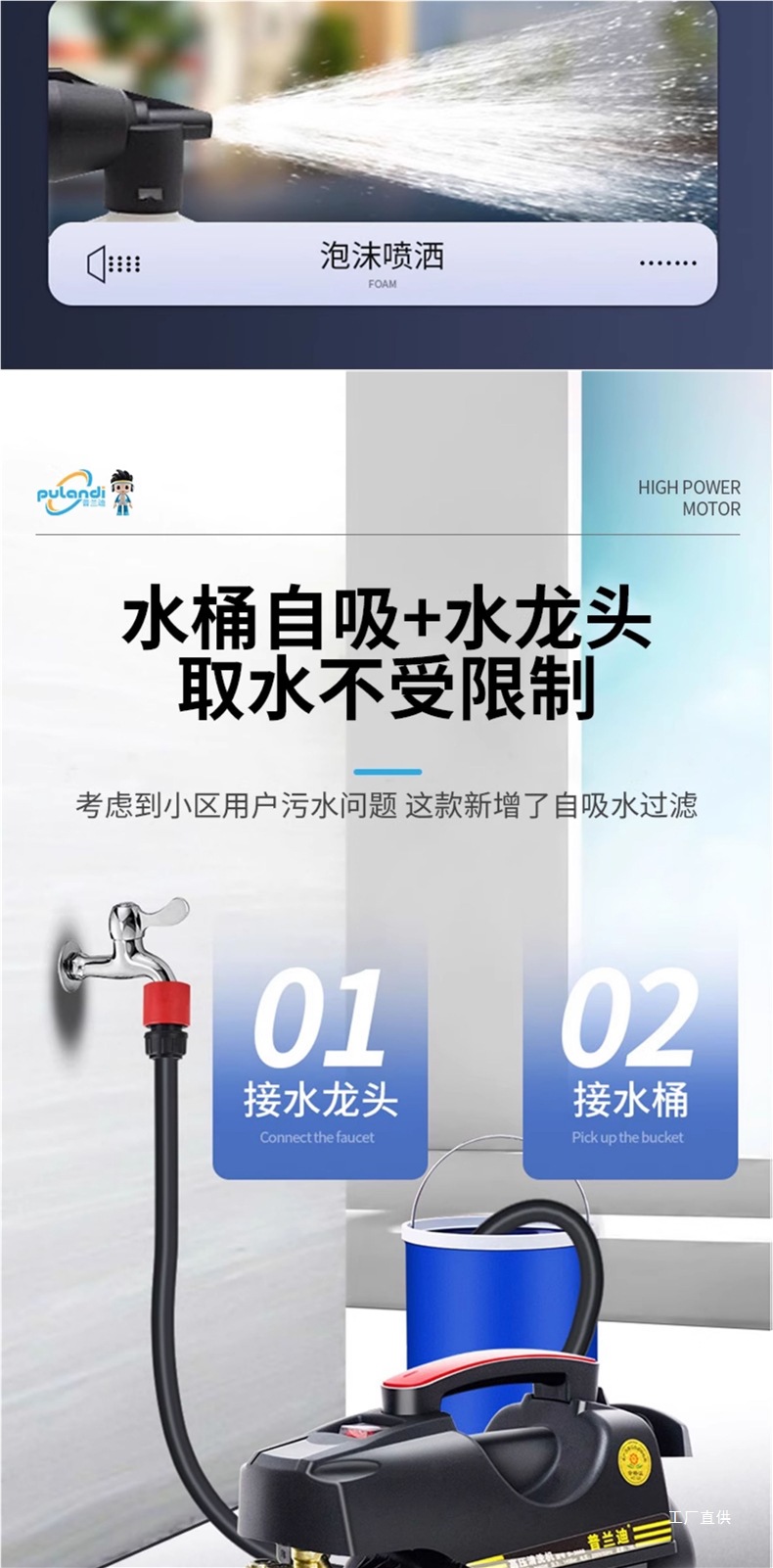 Car Washing Machine 220V Household High-Pressure Water Gun Powerful Floor Washing Water Pump New Booster Cleaning Machine Electric Brush Car Peihui