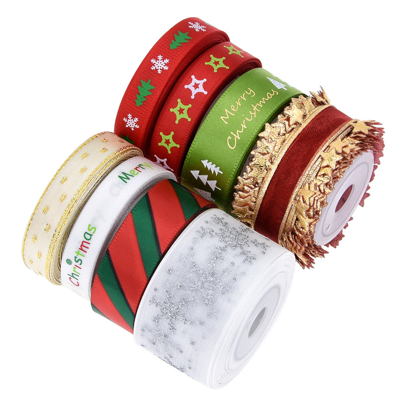 Transfronteriza europea y americana nueva cinta de Navidad traje hogar vacaciones decoración Navidad decoración regalo embalaje cinta 5 yardas