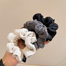 韩系奶油色针织毛线小肠圈发绳女基础百搭扎发皮筋头绳低马尾发圈