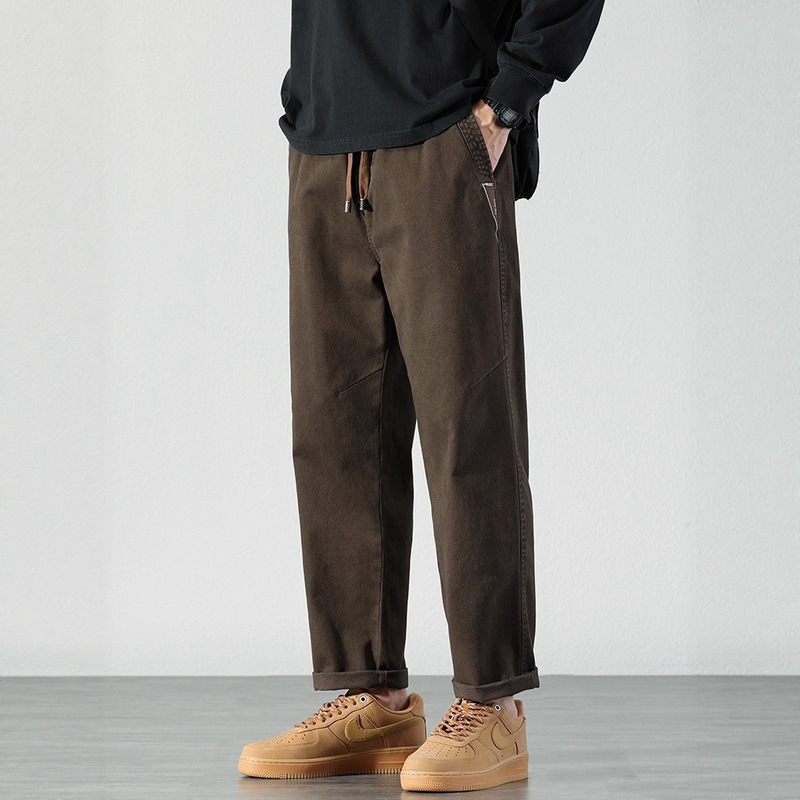 Trendy Tapered Pants for Men 2025 Autumn and Winter Large Size Stretch Straight Casual Pants Japanese Style Loose Versatile Long Pants Trendy