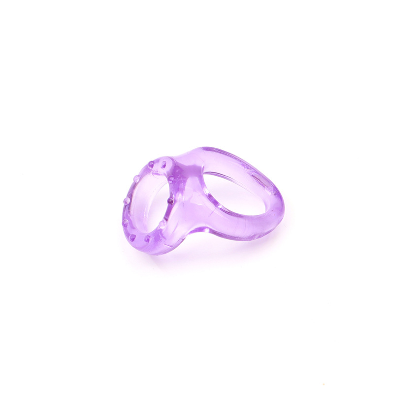 Men’s Double-Opening TPE Cock Ring, Dual-Ring Wearable Restraint, Purple — detail image 7