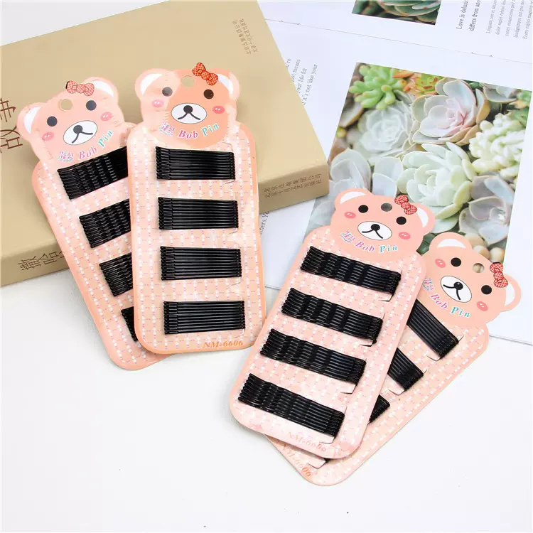 韩版发夹 一字夹套装 黑色喷漆边夹顶夹BB夹刘海夹盘发工具批发饰