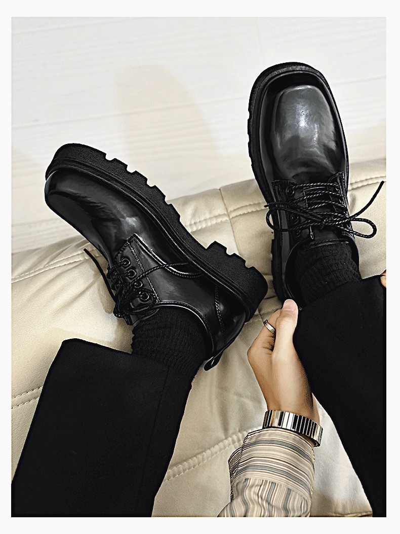 Damenschuhe Derby-Schuhe mit quadratischer Spitze Lederschuhe Herrenschuhe Frühjahr neue niedrige kleine Lederschuhe Jugend Freizeitschuhe Schuhe Lederschuhe mit großen Zehen_voghion.com