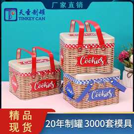 手提马口铁烘焙零食收纳铁盒糖果储存罐伴手礼曲奇饼干包装盒