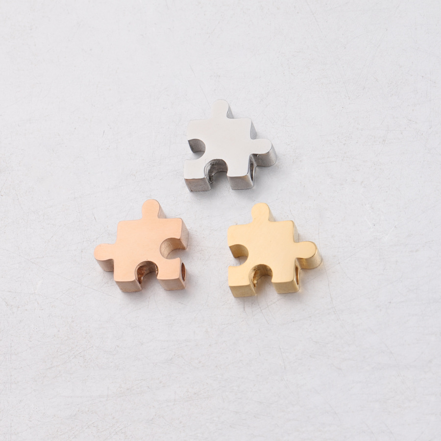 Beads Jewelry Making Type Diameter 10mm Jewelry Making Size 1 Piece Diameter 10mm 304 Stainless Steel PVD Coated Real Gold Plated Jigsaw Customization Laser Engraving Beads DIY Jewelry Accessories