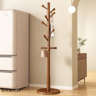 Solid Wood Floor Coat Rack Hanger Bedroom Household Vertical Hanger Rod Clothes Rack Simple Modern Hanging Bag Rack