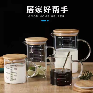 厂家供应高硼硅玻璃带刻度杯计量杯带把手透明通用牛奶杯厨房量杯