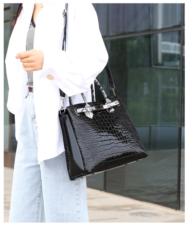 New European and American fashion crocodile pattern crossbody single-shoulder handbag bags for women, wholesale of mother and child set bags Specification drawing