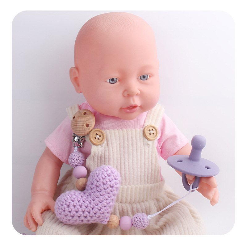 Nuevos productos para bebés y niños abrazaderas redondas de madera de haya DIY lana amor joyas para bebés calmar tetas cadena anti-caída cadena