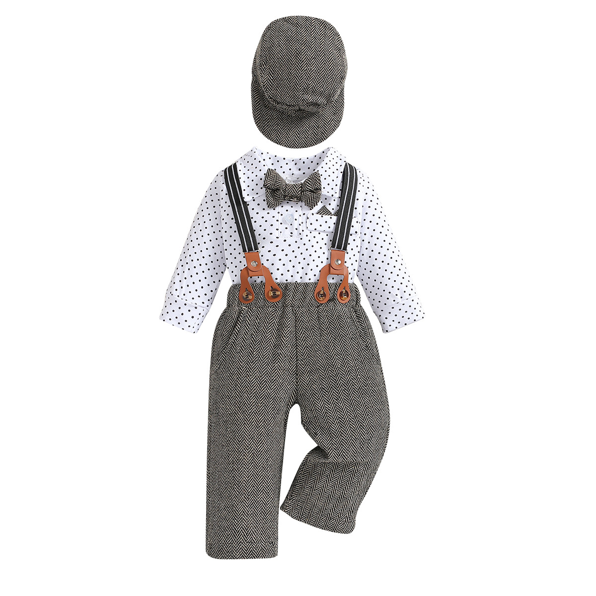 SAMGAMIBABY Set da uomo per bambini primaverili e autunnali, vestito per neonati di un anno, vestiti a maniche lunghe, pantaloni con cinturino, cappello_voghion.com