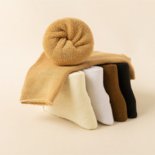 毛圈袜子女士冬季加厚保暖纯色棉袜日系情侣地板袜加绒中筒袜批发