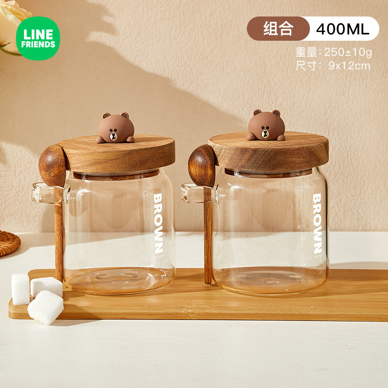 LINE FRIENDS高ホウケイ酸ガラス缶蓋付き収納缶茶葉収納缶コーヒー豆ガラス密封缶|undefined