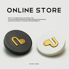 MOSN 小香名媛風黑白色金屬樹脂愛心紐扣毛衣西裝外套皮大衣扣子