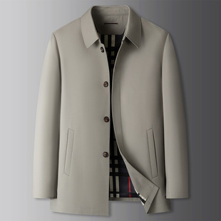 plus size Windbreaker Men's Business Casual Spring and Autumn Fat Man Loose Coat Plus Fat Plus Plus Executive Style Fat Man Lapel Jacket