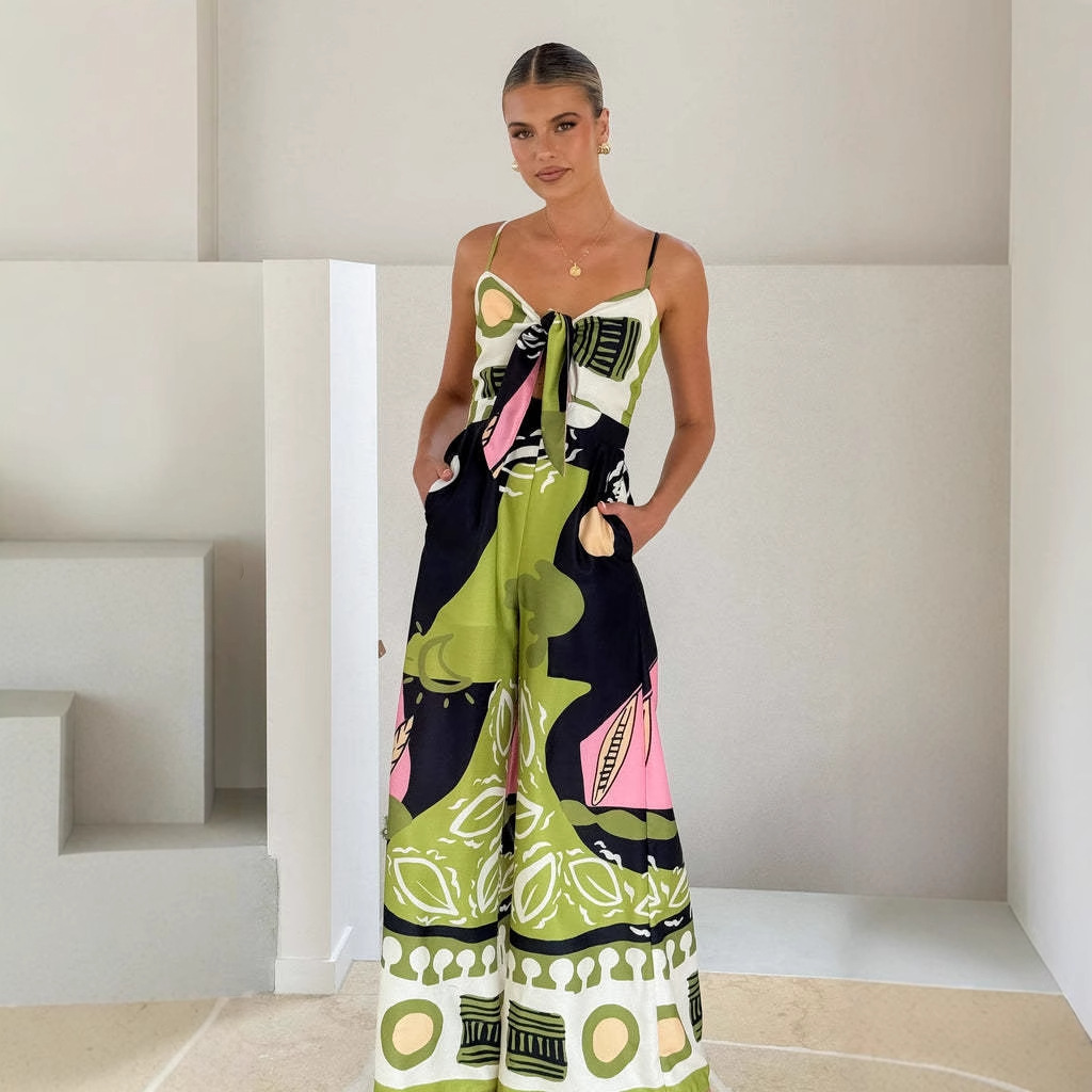 2025 nuevo comercio exterior europeo y americano AliExpress amazon moda casual impresión digital correa de pecho trajes de mujer