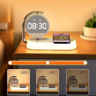 Creative Gift Mobile Phone Wireless Charger Clock Nightlight Three-in-One Personality Atmosphere Light Student Birthday Gift
