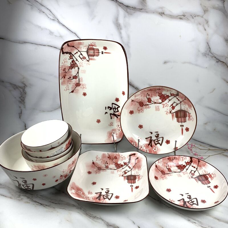 Printed Yingchunfu Ceramic Bowl suit Tableware Nordic Internet Popular Bowl and Dish Round Square Plate Rice Bowl Soup Bowl Fish Plate Printed Yingchunfu Ceramic Bowl suit Tableware Nordic Internet Popular Bowl and Dish Round Square Plate Rice Bowl Soup Bowl Fish Plate