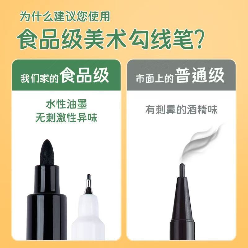 金万年食品级美术勾线笔双头黑色美术生专用水性马克笔学生记号笔|undefined