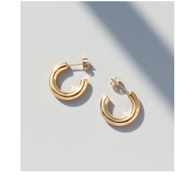 French style ins jewelry simple size geometric hollow round ring earrings titanium steel earrings