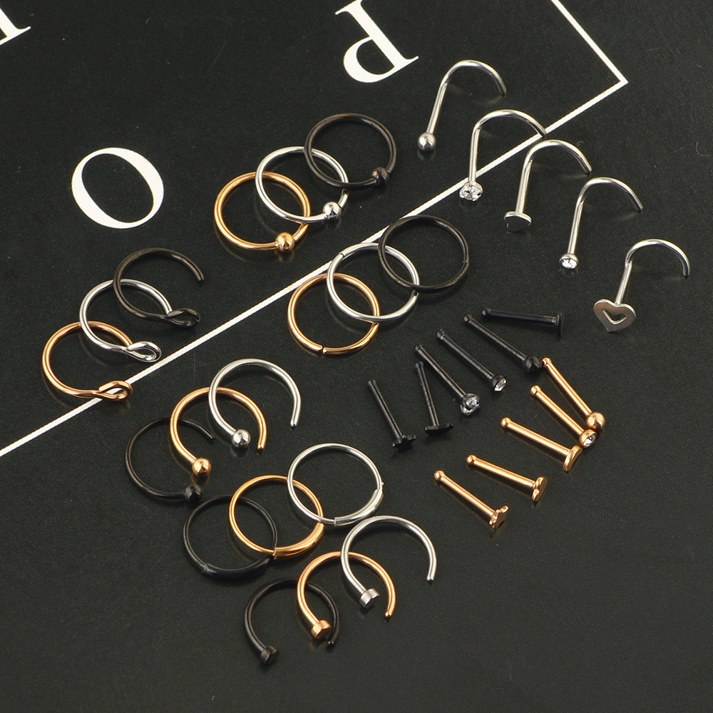 Stainless Steel Nose Nail Set – Geometric Earring Set for Women European American Style detail image 7