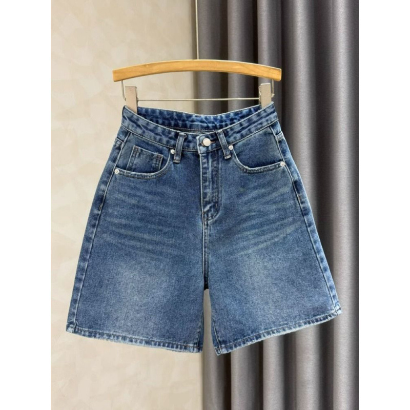 2025 Summer New High-Waisted Slimming A-Line Denim Shorts for Women, Blue Versatile Stretchy Wide-Leg Knee-Length Shorts Trendy 2025 Summer New High-Waisted Slimming A-Line Denim Shorts for Women, Blue Versatile Stretchy Wide-Leg Knee-Length Shorts Trendy