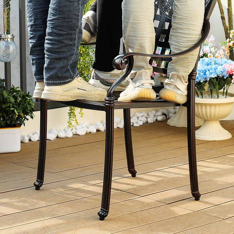Mesas y sillas de aluminio fundido al aire libre, balcones, mesas y sillas pequeñas, patios, jardines, mesas y sillas, combinación de mesas y sillas impermeables y protectores solares para el hogar